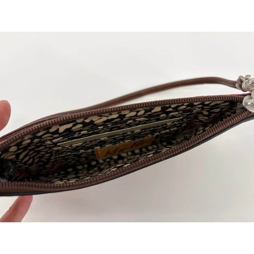 Fossil‎ Key-Per Geometric Leather Wrist Strap Card Holder Wristlet Wallet NWT